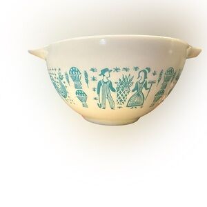 Vintage Pyrex 441 Amish Butterprint Turquoise Cinderella Mixing Bowl 1.5 Qt